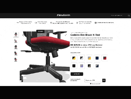 Página de produto Cadeira Dot Black N Red da Flexform com opções de cor