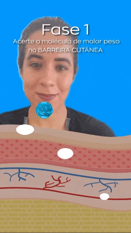 mK Beauty (provador virtual de beleza): filtro de realidade aumentada gamificado sobre camadas da pele, Fase 1 'Acerte a molécula de maior peso'