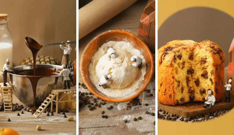 Vídeo viral/IA: diorama em miniatura de padaria/confeitaria com bonequinhos preparando pão e chocolate, campanha Oba Hortifruti