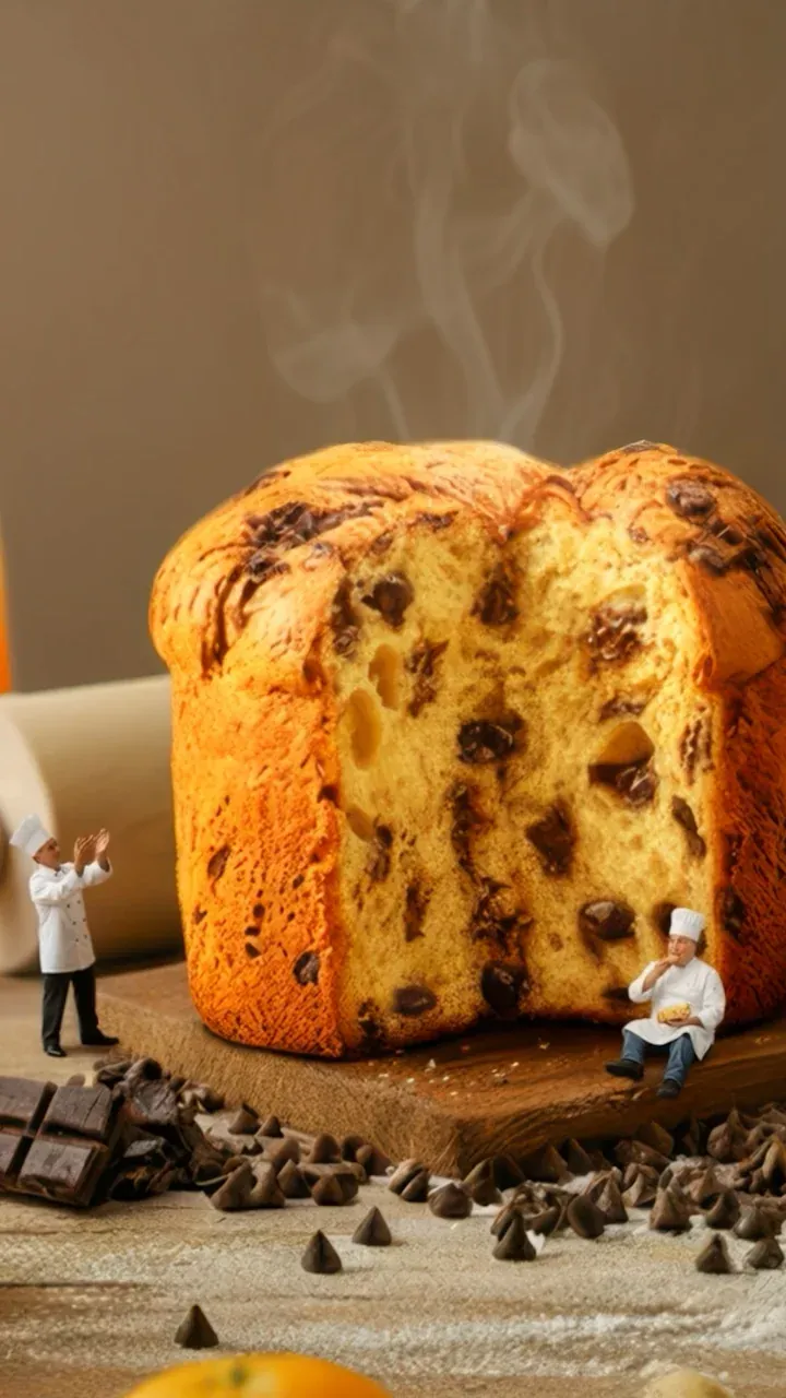 Vídeo viral/IA: bonequinhos em miniatura ao lado de panetone gigante, campanha Oba Hortifruti