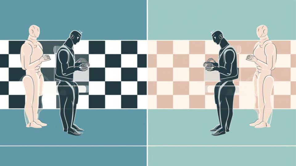 Inteligência Artificial representada em um tabuleiro de xadrez represntando seus 4 estágios