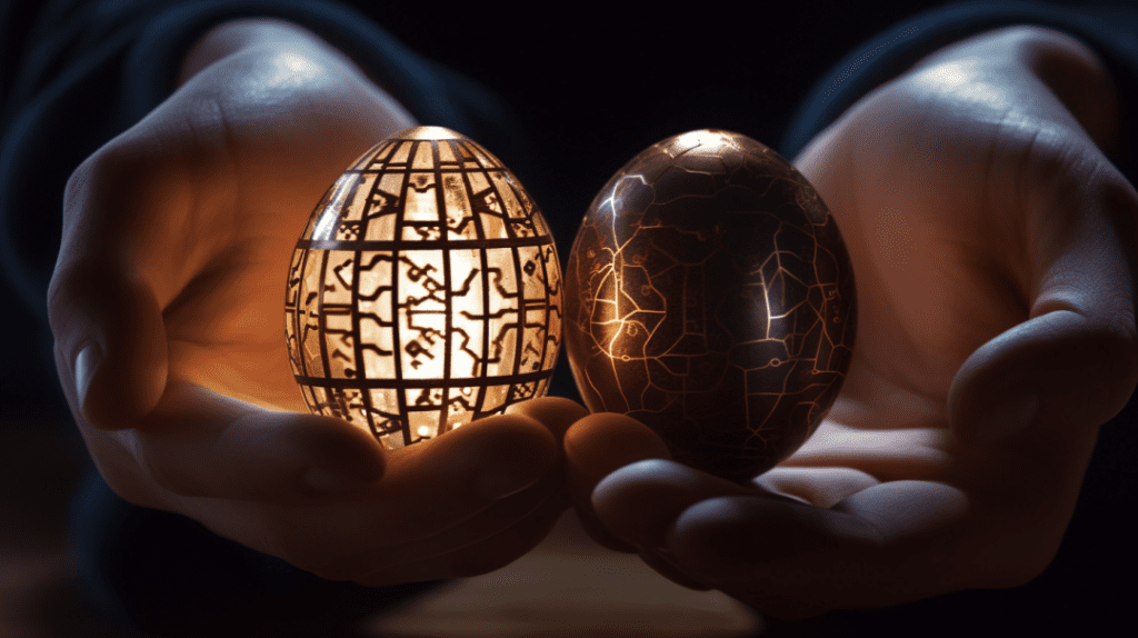 ovos represetando a web3 e blockchain