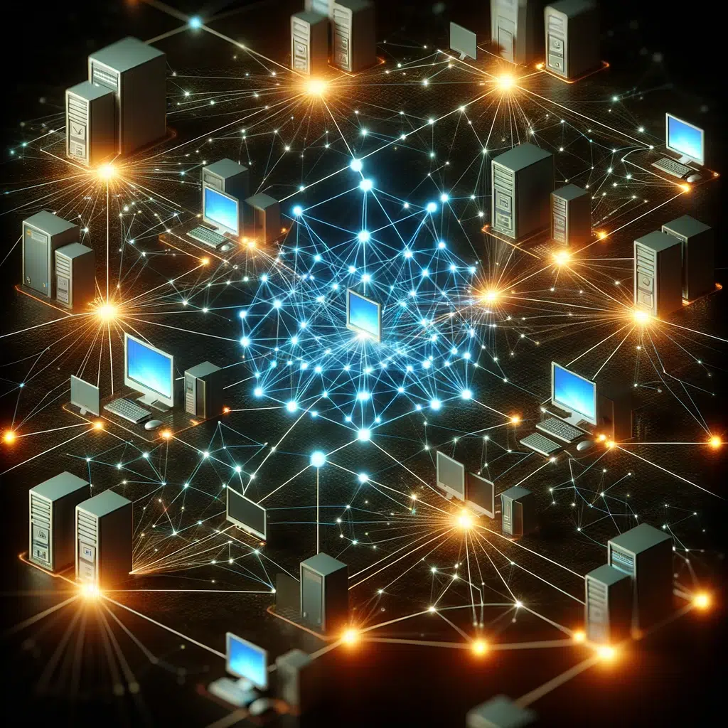 Ilustrar a rede blockchin dos computadores